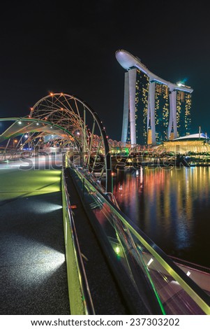 SINGAPORE - NOV 1: Marina Bay Sands hotel & Museum on November 1st, 2014 in Singapore. Singapore has the third-highest per capita income in the world but one of the world\'s highest income inequalities