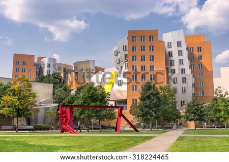 Boston, USA on 9th Sept 2015: The MIT Stata Center is  Building 32 is a 720,000 sq ft academic complex designed by Pritzker Prize-winning architect Frank Gehry for the MIT in Boston.