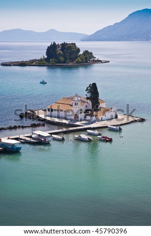 Mouse Island And Vlacherna Monastery Stock Photo 45790396 ... Mouse Island And Vlacherna Monastery Stock Photo 45790396 ...