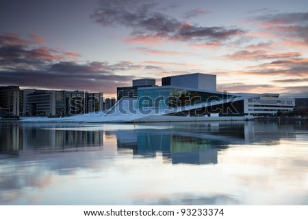 OSLO, NORWAY-OCT. 3:National Opera House on October 3,2011 in Oslo, Norway. The only opera house in the world where the public are allowed access to walk run skateboard on the roof of the structure.