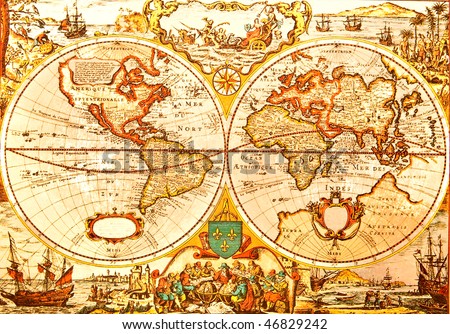 World Antique Map -  An antique map of the world