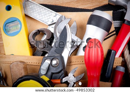 Close up of tools on a tool belt