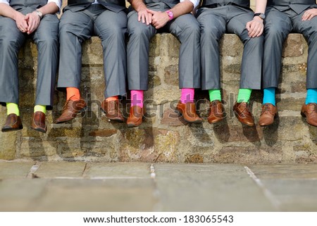 Funny colorful socks of groomsmen