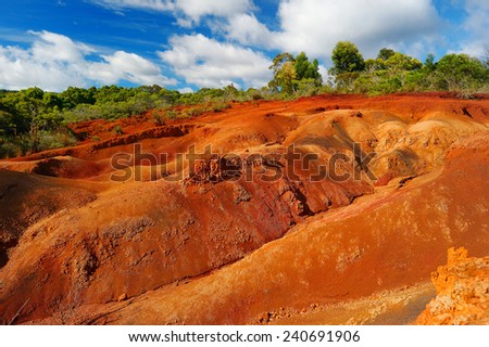 Famous red dirt of Waimea Canyon in Kauai, Hawaii