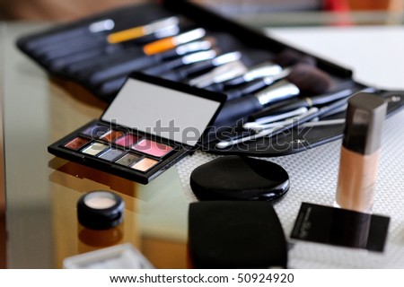 Colorful set of assorted eye shadows