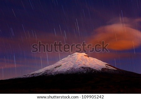 Night scene in Cotopaxi national park , Ecuador (small amount of noise present due to the long exposure)