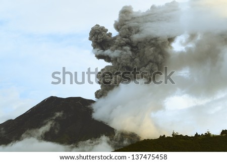 Tungurahua volcano erupting on 5th of May 2013. Ecuador, South America