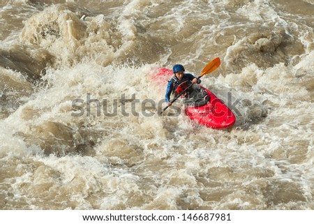 River rafting in kayak, Ecuador , South America