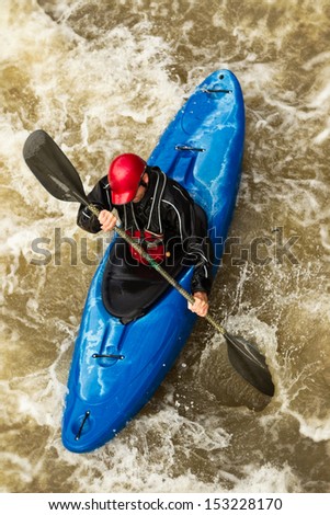 Whitewater kayaking, level five difficulty level
