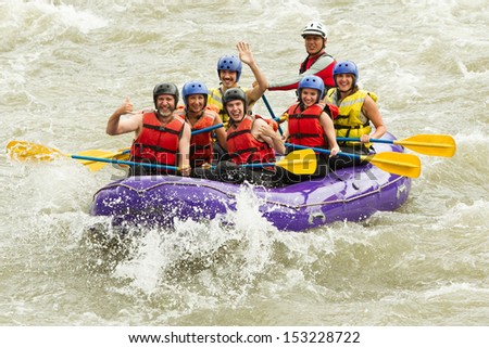Whitewater Rafting Boat, Group Of Seven People