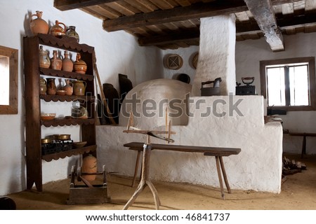 traditional romanian kitchen with many specific items