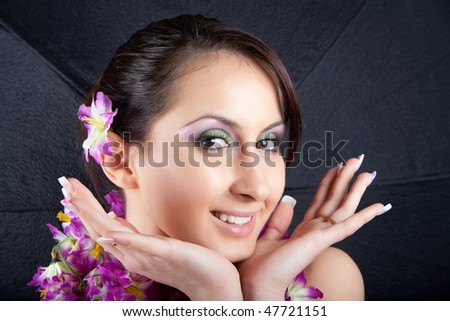 happy young woman with curious look