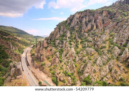 highway passing Pirinei mountains  , France to Spain border