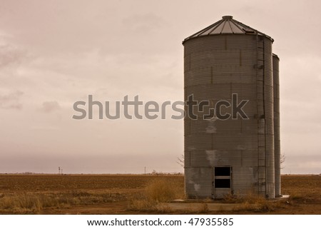An old abandoned silo in Arizona in stormy weather.