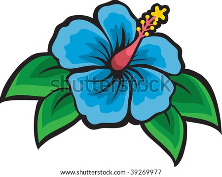blue hibiscus clipart