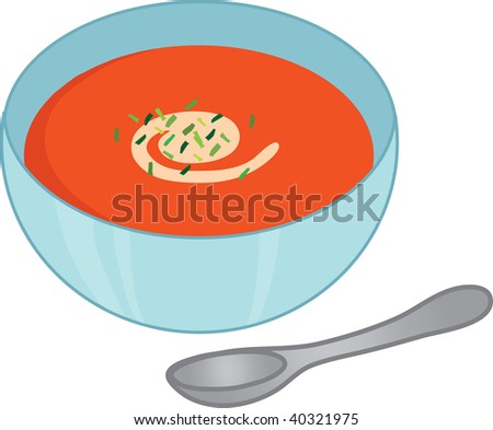 Clip art illustration of tomato soup.