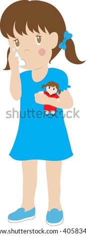 Clip art illustration of a little girl using an inhaler.