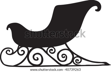 clip art illustration of a black silhouette of a christmas sleigh.