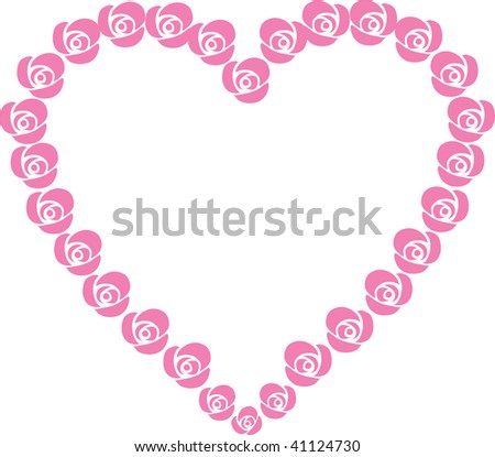 Clip art illustration of a heart made of roses.