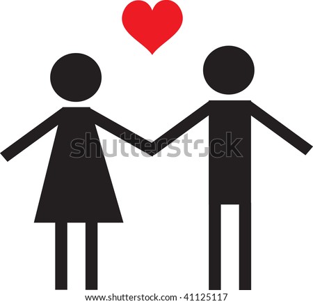 Clip art illustration of a couple holding hands.