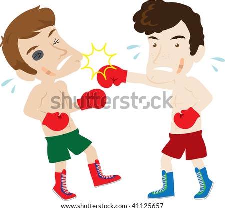 Clip art illustration of two men boxing.