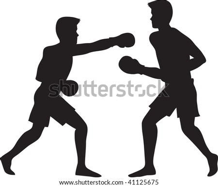 Clip art illustration of two boxer silhouettes.
