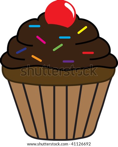 Clip art illustration of a cupcake.