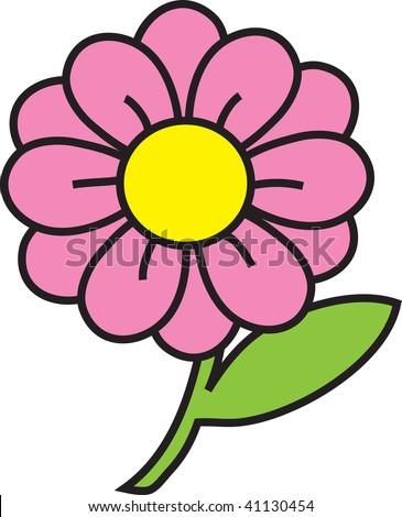Clip art illustration of a pink flower.