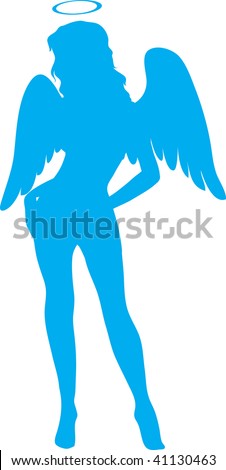 Clip art illustration of a sexy angel silhouette.