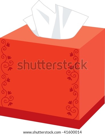 Clip art illustration of a red box of tissues
