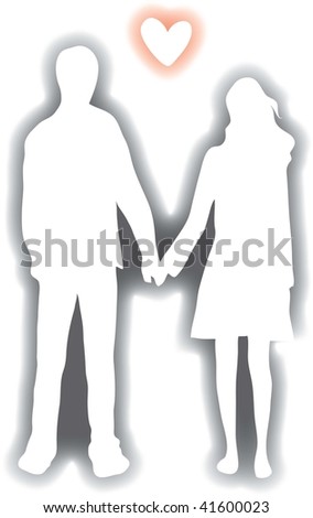 Clip art illustration of a young couple holding hands