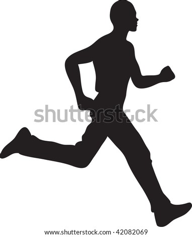 stock photo : Clip art illustration of a silhouette of a man running.