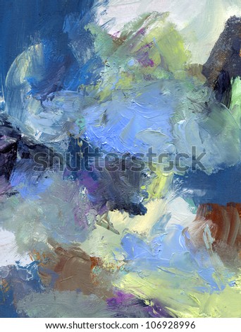 abstract oil paint shapes on hardboard