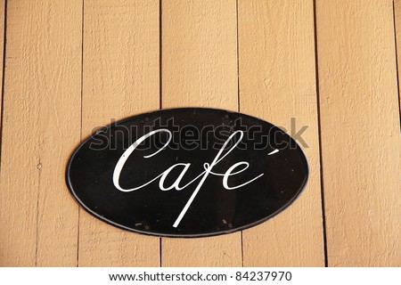Coffee Shop Signs on An Old Coffee Shop Sign On Wooden Wall  Space For Text Stock Photo