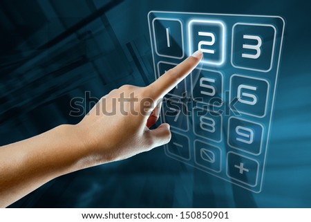 a woman finger type a code on a digital screen