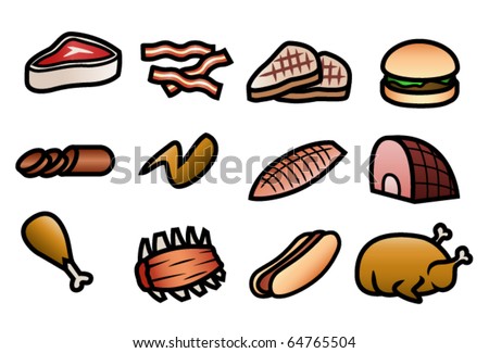 cuts of meat. different cuts of meat.