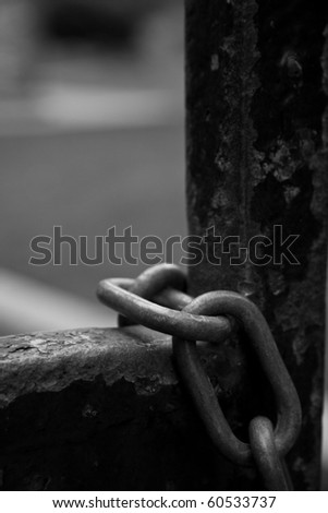 Metal chain on a metal door