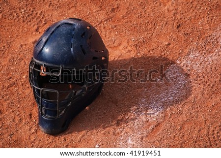 softball helmet on a sport infield
