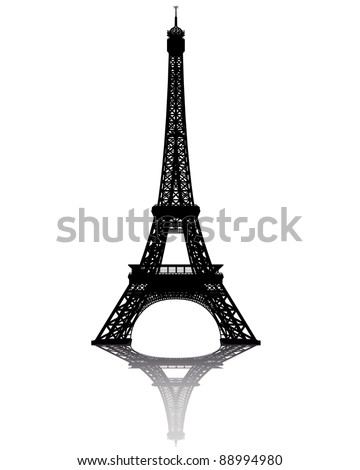 Black Silhouette Of The Eiffel Tower On A White Background Stock Vector