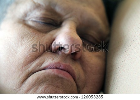 old woman sleeping
