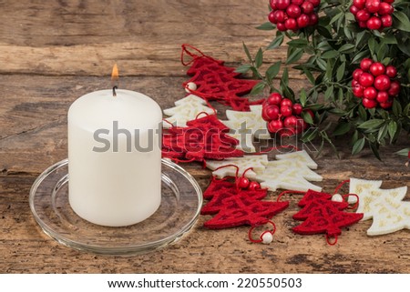 noel ornaments and candle for new year