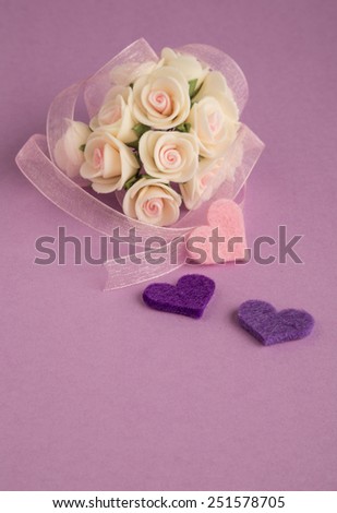 flower and hearts on purple