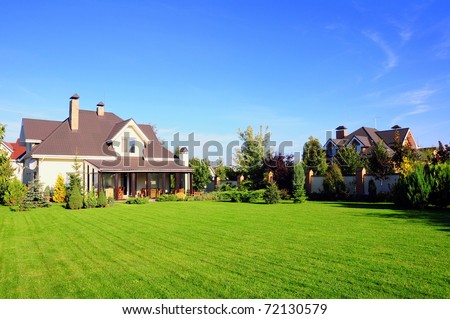 a beautiful village house with its garden