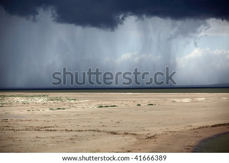 The eve of rainstorm in the gobi desert of Inner Mongolia, China
