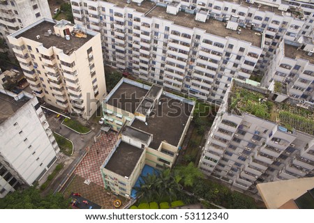 Bird\'s eye view of modern buildings in city