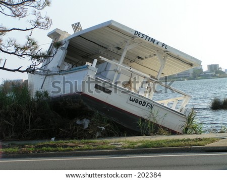 Hurricane boat wreck, taken in Mary Esther Florida during the Hurricane season 2004