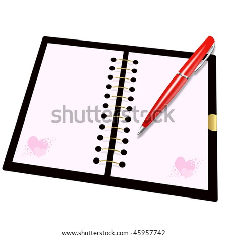 Illustration of record book and pen for records