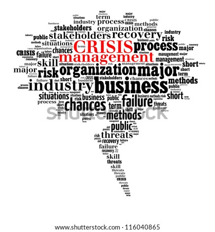 Crisis management in word collage composed in bubble talk shape