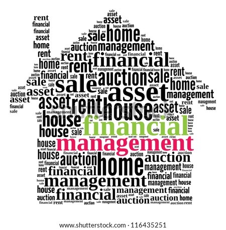 Financial Management in word collage composed in house shape