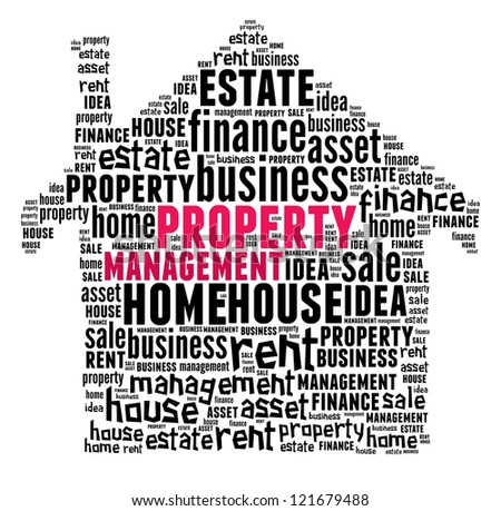Property Management in word collage composed in house shape
